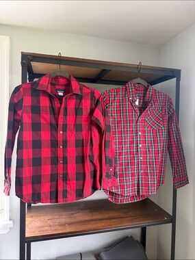 Basic Editions Red & Black Buffalo Plaid and Plaid Button-Down Shirts